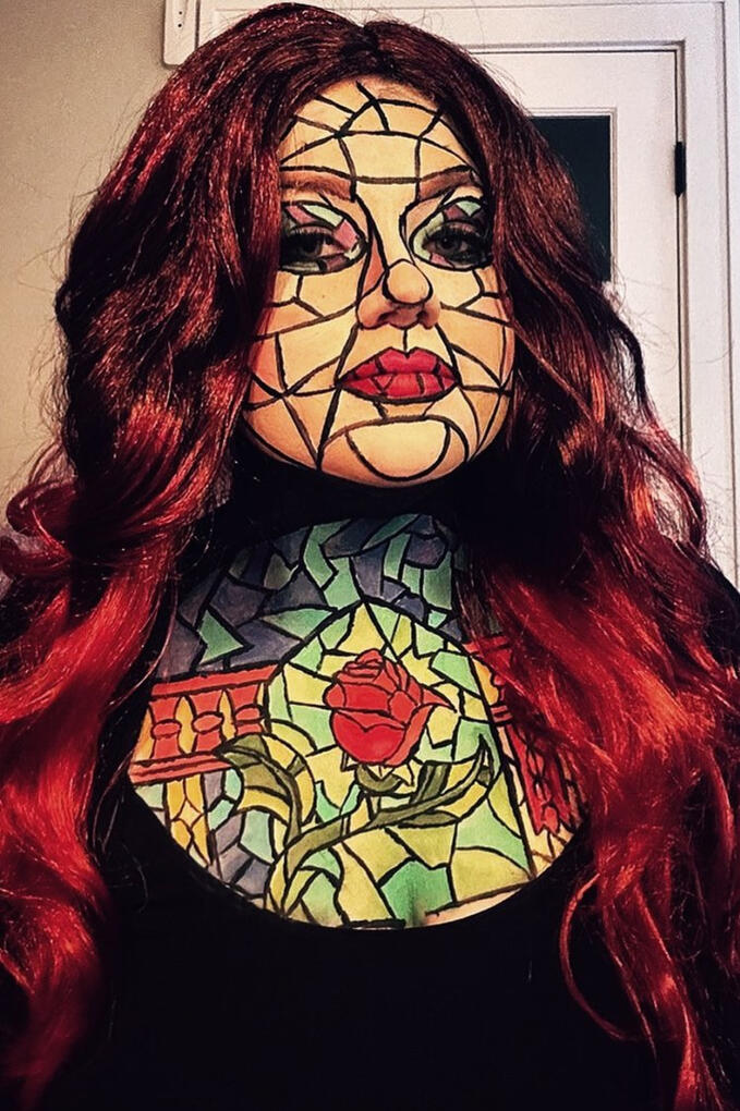 Beauty and the Beast Stained Glass